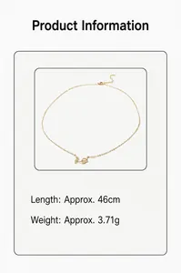 Close-up view of elegant gold tulip necklace with length and weight specifications