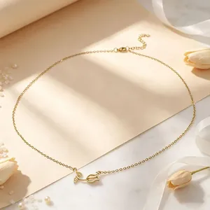 Elegant gold tulip pendant necklace with dainty chain for women minimalist jewelry gift