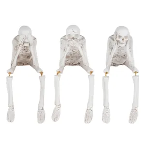 Driedelige set Halloween hars skeletbeeldjes in Geen Kwaad poses