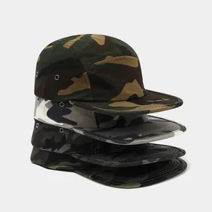 Cappello Camper 5 Pannelli Cotone Camouflage Tesa Piatta Vintage Streetwear Outdoor Regolabile