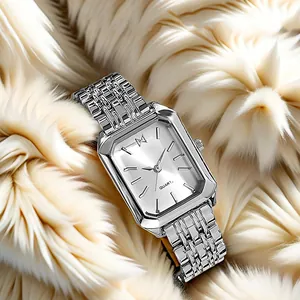 Elegant Women Quartz Watch Octagonal Rectangular Alloy Case Stainless Steel Strap Fashion Minimalist Ladies Wristwatch