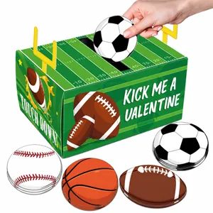 Football Valentine's Day Card Exchange Box And Sports Cards For Kids School Classroom Party Gifts For Boys And Girls