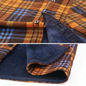 Men's warm fleece lined plaid flannel shirt with soft brushed fabric detail