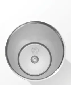 Macro view showing the SUS 316 stainless steel inner bottom of the insulated cup