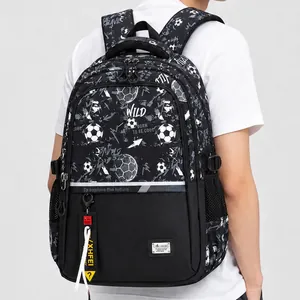 Streetwear Graffiti Print Backpack Waterproof Oxford Cloth Large Capacity Schoolbag For Men Students Travel Casual