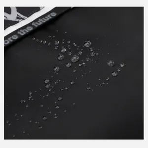 Close-up detail of waterproof fabric for minimalist men's large capacity travel backpack