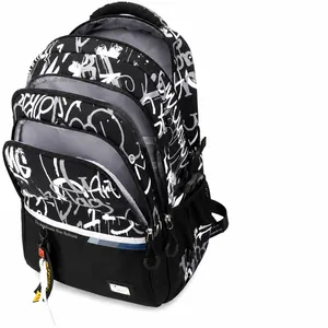 Large capacity graffiti backpack with multiple functional compartments