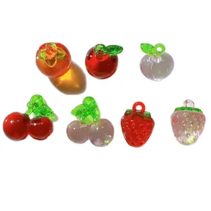Assorted high-transparency acrylic fruit charms for DIY jewelry and hair accessories