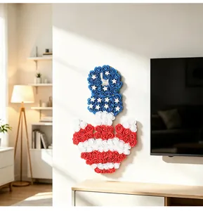 Patriotic USA Independence Day rose floral wall decoration in red white and blue colors