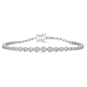 Eleganter S925 Sterlingsilber Moissanit Tennisarmband mit einreihigen Pavé-Steinen