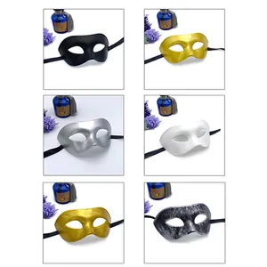 Collection of vintage masquerade half-face masks for Halloween party in various colors