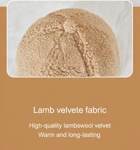 Detail view showing soft and high-quality lamb velvet fabric of the winter warm cap