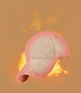 Close-up showing the soft, warm sherpa fleece texture of the winter baseball cap.