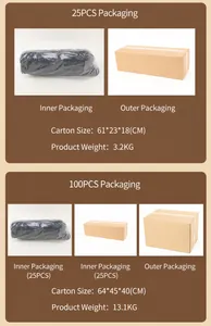 Packaging specifications showing inner plastic wrap and outer carton for winter caps
