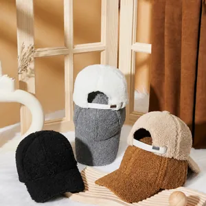 Cozy winter sherpa fleece baseball cap with adjustable metal buckle warm fuzzy hat