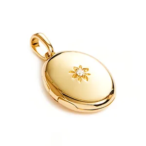 925 Sterlingsilber Sternenschliff Medaillon Halskette Mit Strass Für Damen Gold Silber Plattiert Eleganter Modeschmuck