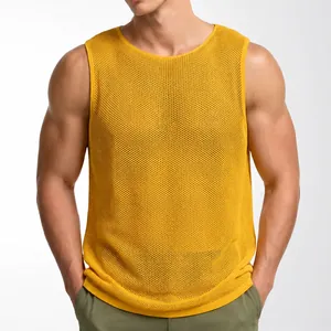 Herren Sommer Netz Hohl Sportweste Schnelltrocknend Atmungsaktiv Elastisch Gestrickt Ärmellos Top Fitness Training Lässig Top
