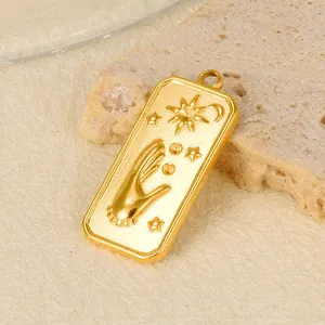 18K gold plated stainless steel tarot sun and moon pendant for jewelry making