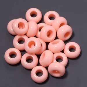 Macro di perline in acrilico rosa da 13 mm con foro grande per creazione di gioielli