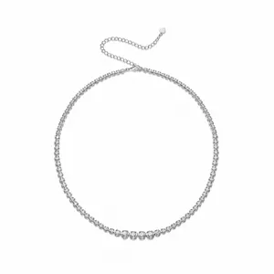 925 Sterling Silver Moissanite Tennis Necklace For Women Elegant Gradient Round Cut Sparkling Fine Jewelry Gala Gift