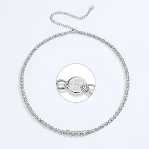 S925 sterling silver Moissanite tennis necklace with GRA certificate and D color stones