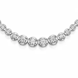 S925 sterling silver tennis necklace with D color moissanite in four-prong setting