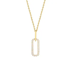 S925 Sterling Silver Micro Pave Rhinestone Geometric Double Loop Necklace For Women Minimalist Clavicle Chain Jewelry