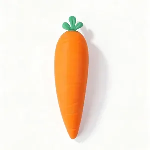 Een gedetailleerde weergave van een realistische oranje wortelvormige knijpspeeltje
