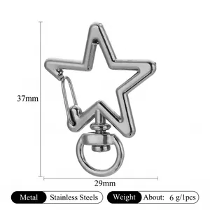 Stainless steel star shaped swivel clasp 37mm x 29mm for DIY keychain jewelry crafts