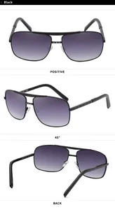 Multi-angle views of men's square retro sunglasses with purple gradient lenses