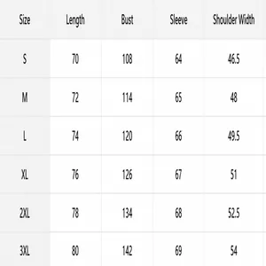 Detailed size chart for men's breathable long sleeve Henley T-shirt from S to 3XL