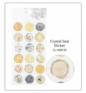 Detail view showing high-quality translucent floral wax seal stickers with 3D crystal effect
