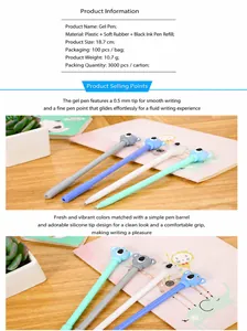 Vue détaillée de stylos gel koala mignons avec têtes en silicone et pointes fines de 0,5 mm