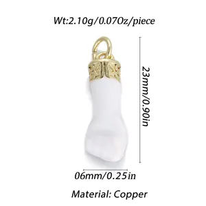 Eleganter weißer Emaille-Anhänger für DIY-Schmuck, 23 mm Größe, Kupfermaterial