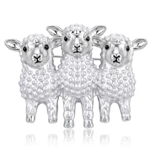 Creative Cute Alpaca Brooch Pin For Women Alloy Enamel Animal Shape Anti-Exposure Accessory Cartoon Sheep Lapel Pin Gift