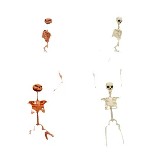 Scheletri di Halloween regolabili con teste di zucca e teschio per decorazioni paurose