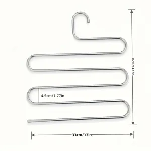 Cintre à pantalons multicouche en inox en forme de S avec dimensions