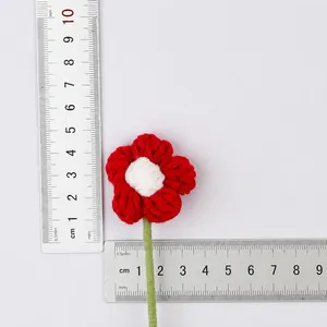 Handmade red crochet flower branch for Christmas decoration with size ruler, weight 4g