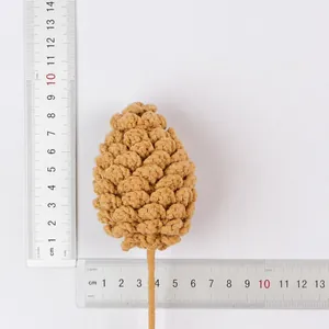 Handmade crochet hazelnut decoration with size and weight measurement details