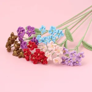 Handmade crocheted colorful yarn flower bouquet for home decoration and gift accessories
