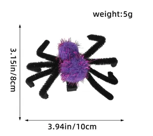 Vista detallada de la pinza de pelo de araña de Halloween en morado y negro, 10x8cm, 5g
