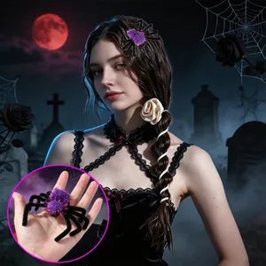 Pinza de pelo de araña de felpa para Halloween y decoraciones de fiesta góticas