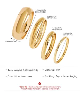 Set of 4 vintage smooth gold bangles with specific dimensions and weights listed.