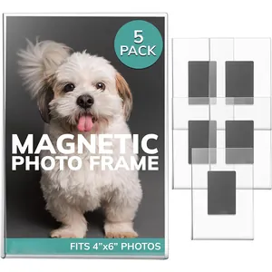 Clear Acrylic Magnetic Photo Frame For Fridge Double Sided Transparent Picture Frame For Home Office Decorative Display