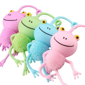 Large Cartoon Frog Squishy Inflatable Stress Relief Toy Slow Rebound Spiky Sensory Ball Glow LED Fidget Toy Gift For Kids Adults
