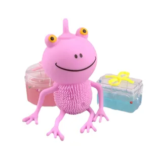 Large pink cartoon frog squishy stress relief toy with unique sensory tactile textures