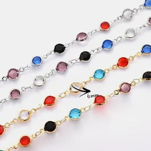 Handgefertigte 6mm bunte Glaskette mit goldener und silberner Kupferkante für DIY Schmuck