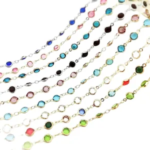 Handgefertigte 6mm bunt gefasste Glasstein-Kupferkette für DIY-Schmuckherstellung