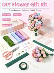 Kit regalo completo per fiori fai-da-te con scovolini colorati, strumenti e scatole