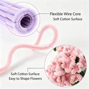 Steli di ciniglia flessibili DIY con superficie in cotone morbido per fare fiori